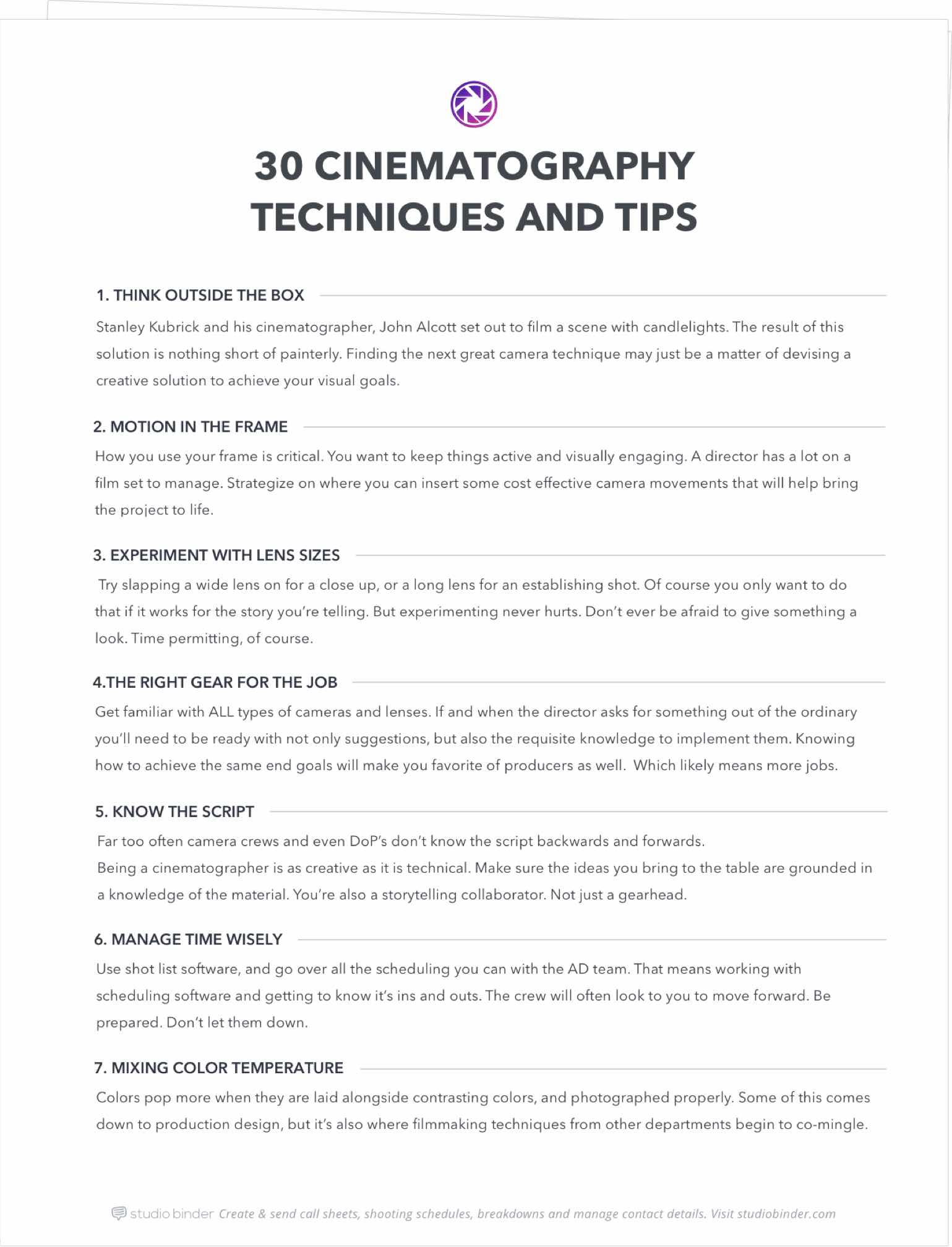30 Cinematography Techniques and TIps - Exit Intent Full - Page - StudioBinder 30 Cinematography Techniques and TIps - Exit Intent Full - Page - StudioBinder